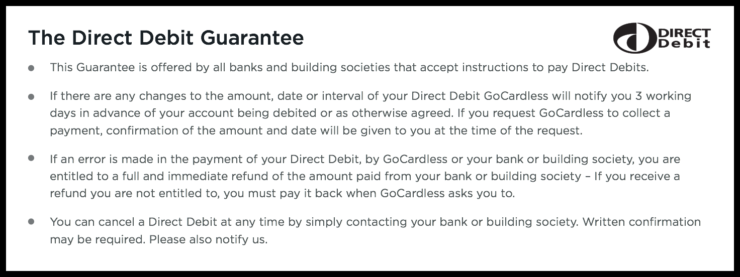Direct debit guarantee scheme